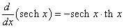 производная sech x