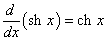 производная sh x