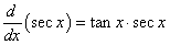 производная sec x